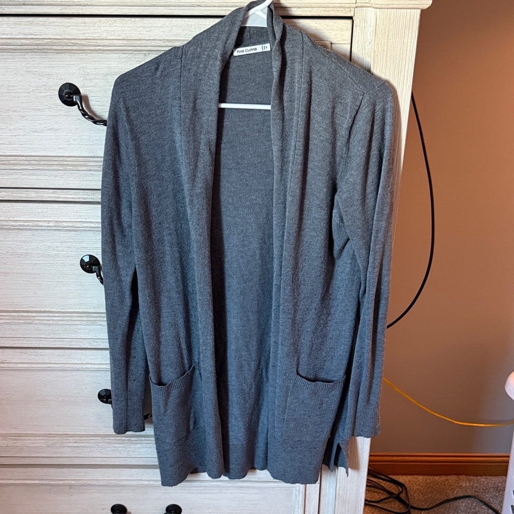 Pink Cloud Gray Cardigan Sweater